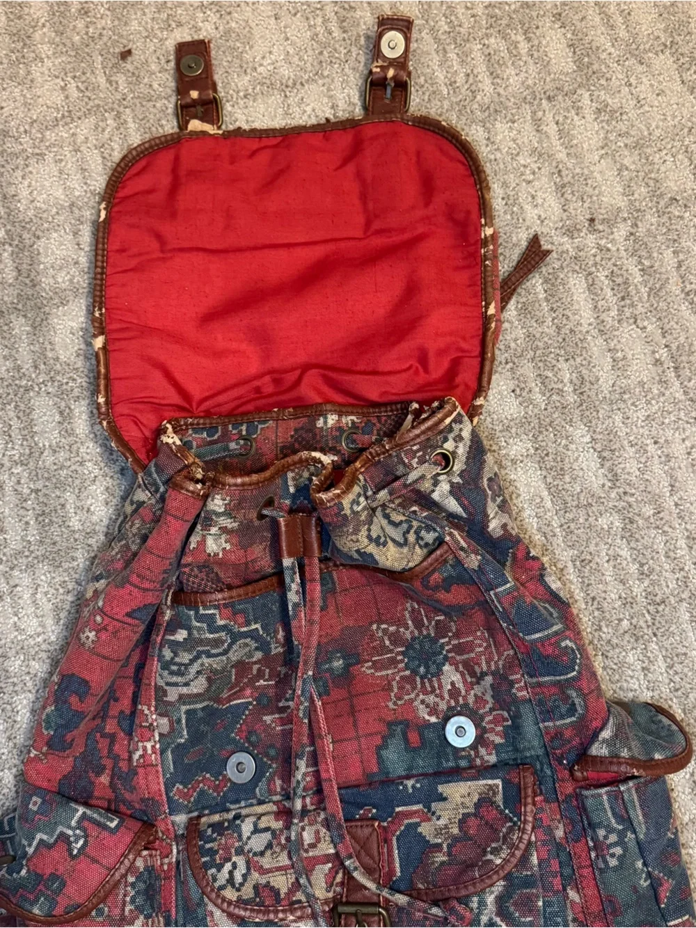 ECOTE Cloth Tapestry-Style Boho Backpack in Red